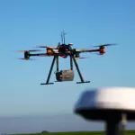 image of drone in flight gnss equipment